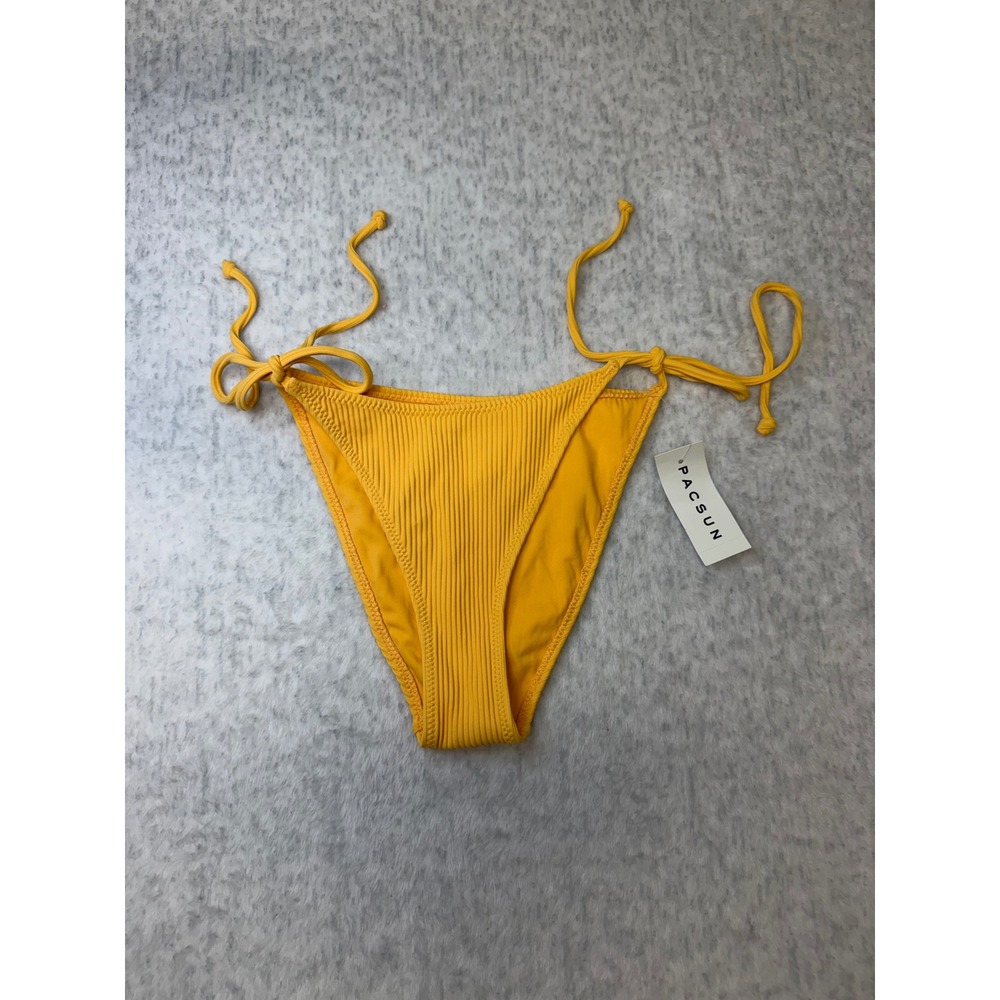 PacSun Eco Ribbed Side Tie Bikini Bottom Orange Small 0263-080